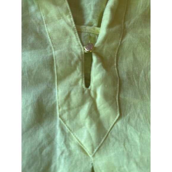 Ellen Tracey Yellow Linen Popover Tunic Top Size Medium - Picture 3 of 5
